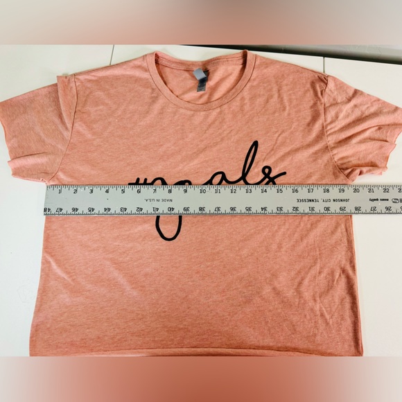 #Goals Cropped Top Heathered Mauve Graphic Tee SZ LARGE NWT - Picture 6 of 10